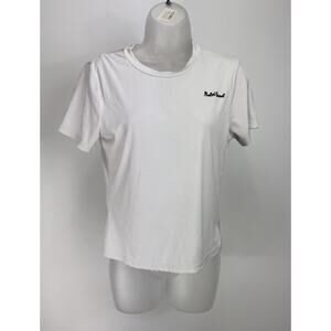 No Comment Feelin Good White Ribbed T-Shirt, Size X-Large Cropped